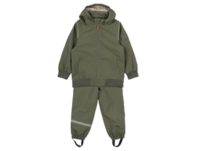 Mikk-Line shell set dusty olive with reflectors and detachable hood